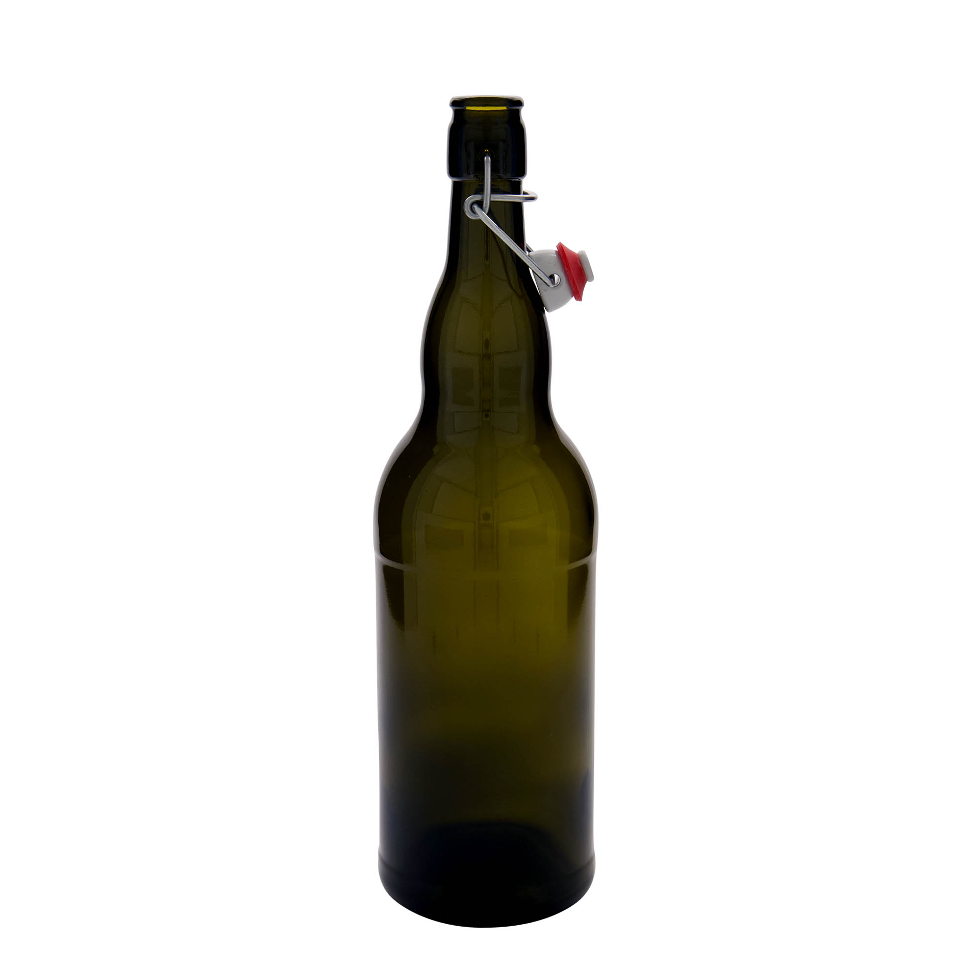 1.000 ml boca piva Belgija, staklo, antikno zeleno, grlo: zatvarač s kopčom