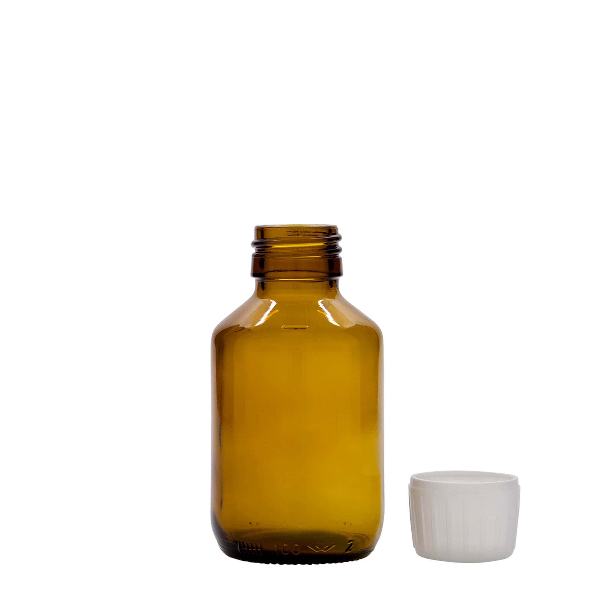100 ml medicinska bočica, smeđa, staklo, grlo: PP 28