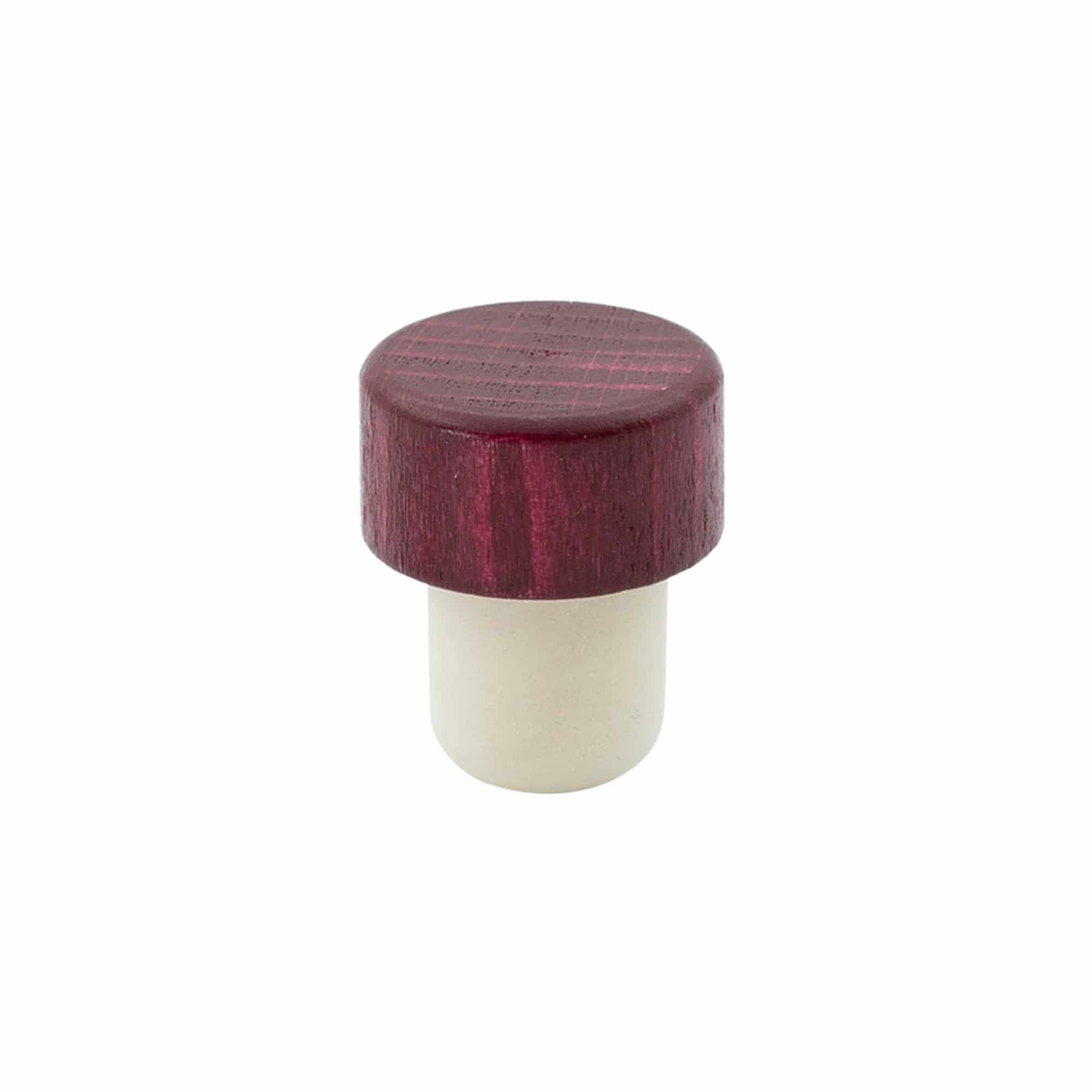 Pluteni čep s glavom 19 mm, drvo, bordo crvena, za otvor: pluteni čep