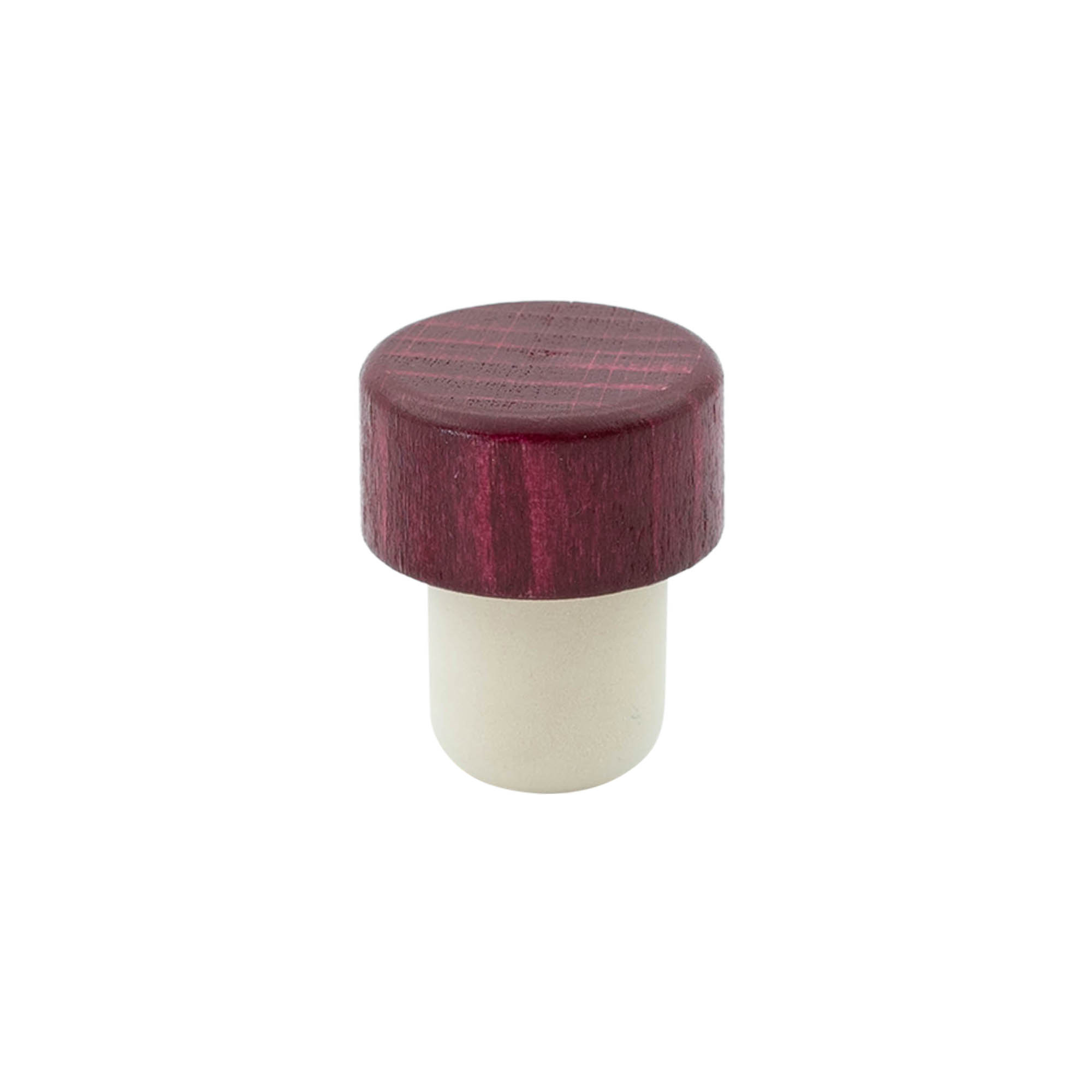 Čep s drškom 19 mm, drvo/plastika, bordo crvena, za otvor: pluta Čep s drškom 19 mm, drvo/plastika, bordo crvena, za otvor: pluta