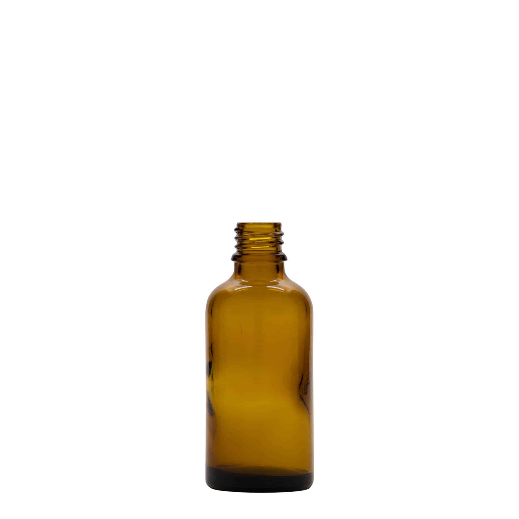 50 ml medicinska bočica, staklo, smeđa, grlo: DIN 18