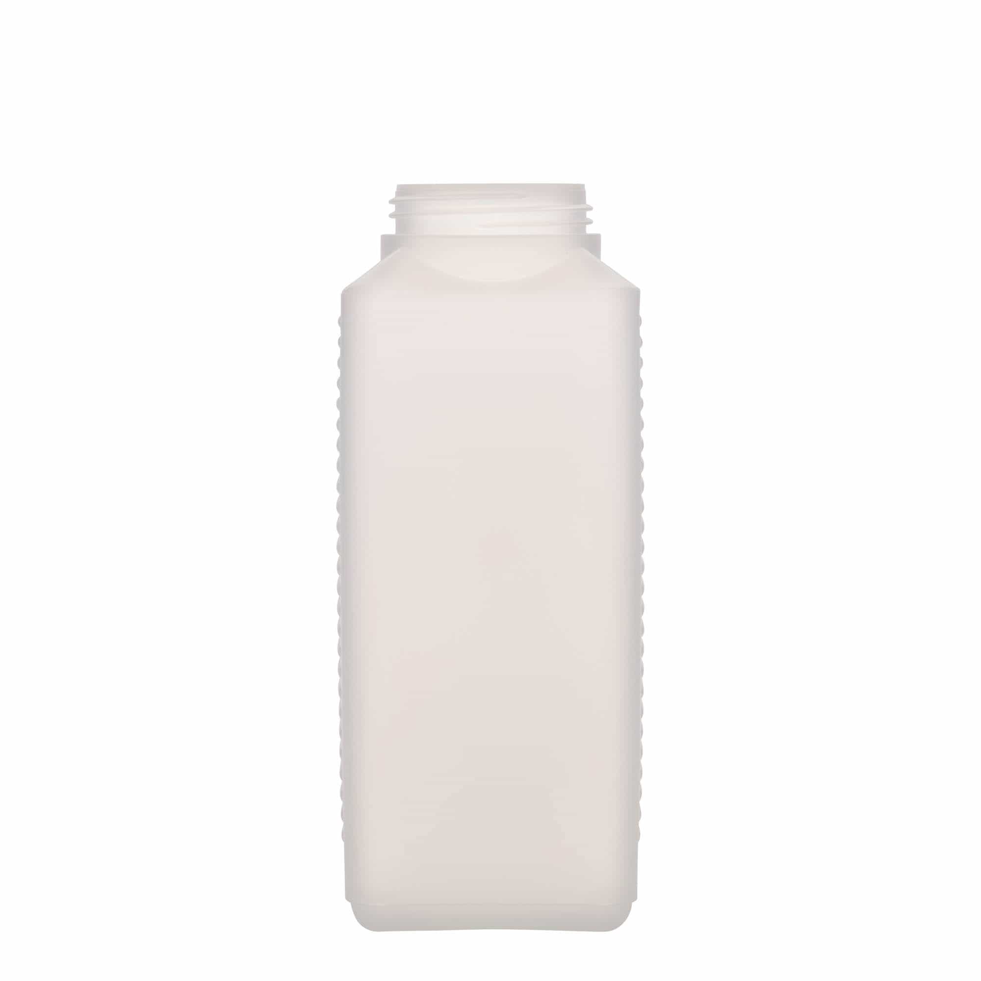 1.000 ml boca širokog grla, pravokutna, HDPE plastika, prirodna, otvor: DIN 60 EPE