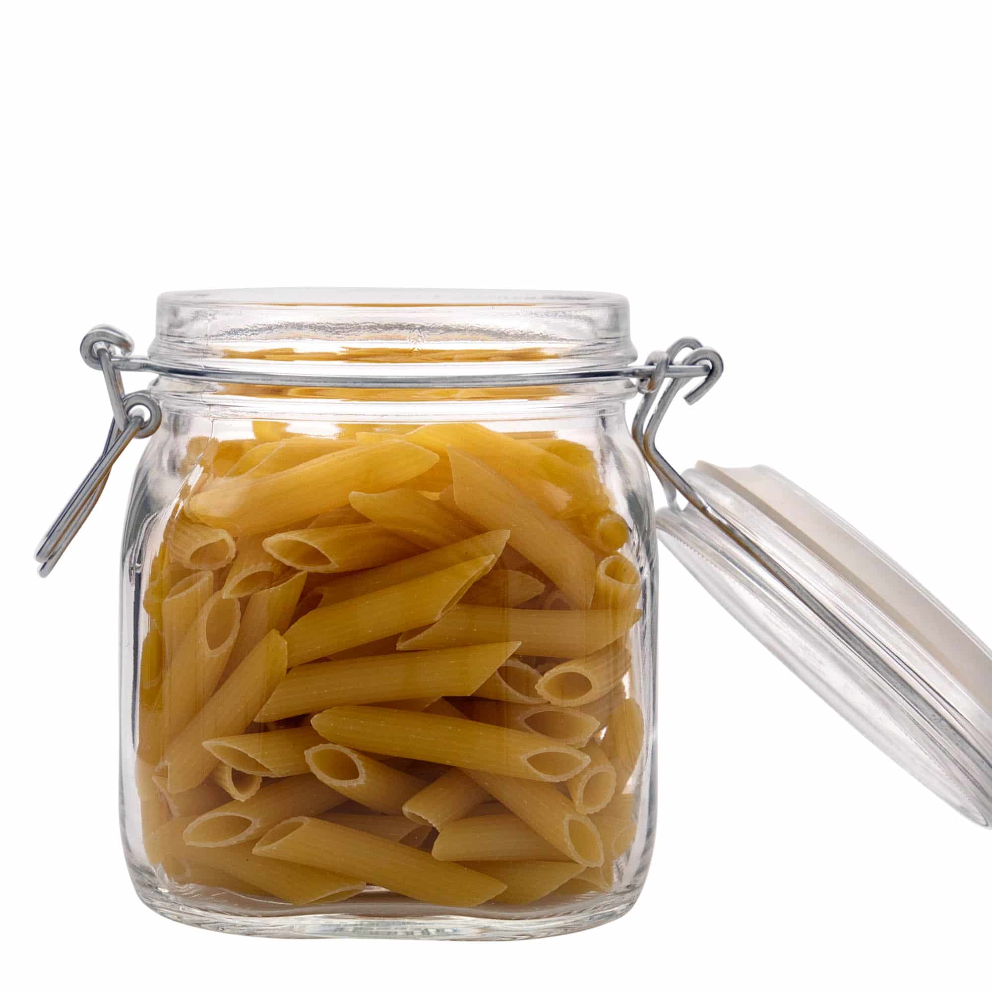 750 ml staklenka s metalnim kopčama 'Fido', četvrtasta, otvor: metalna kopča