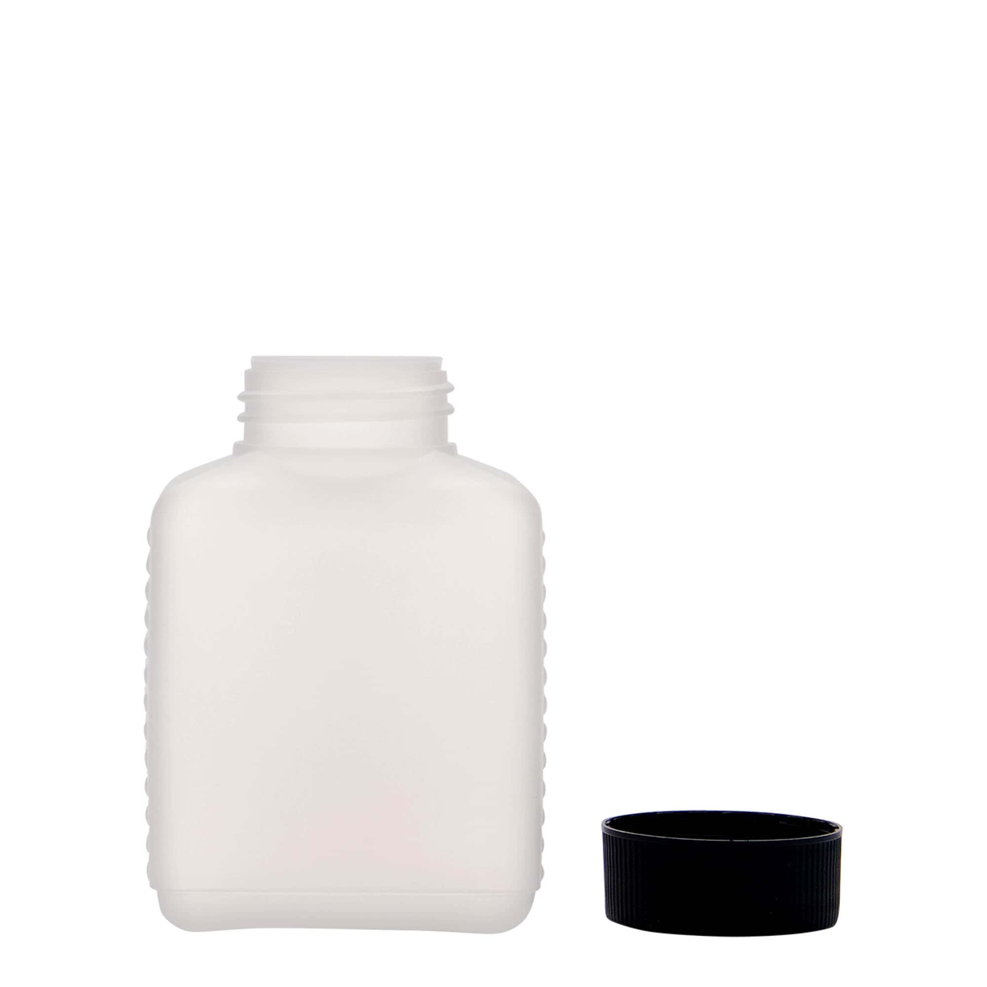 250 ml boca širokog grla, pravokutna, HDPE plastika, prirodna, otvor: DIN 40 EPE