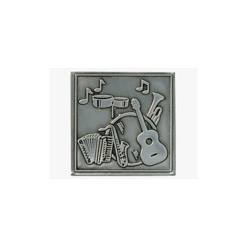 Kositrena naljepnica 'Glazba', kvadratna, metal, srebro Kositrena naljepnica 'Glazba', kvadratna, metal, srebro