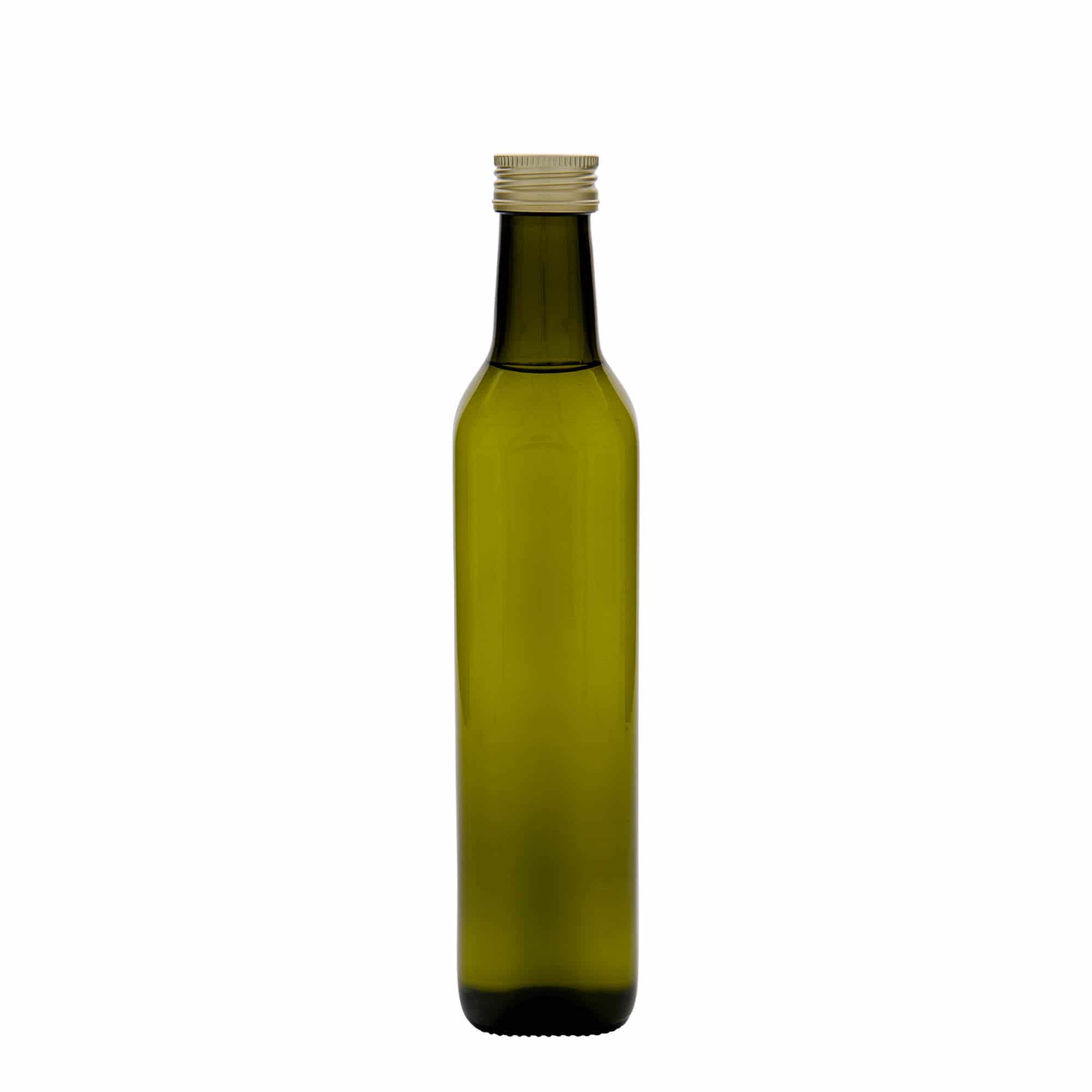 Staklena boca 500 ml 'Marasca', kvadratna, antikno zelena, otvor: PP 31,5