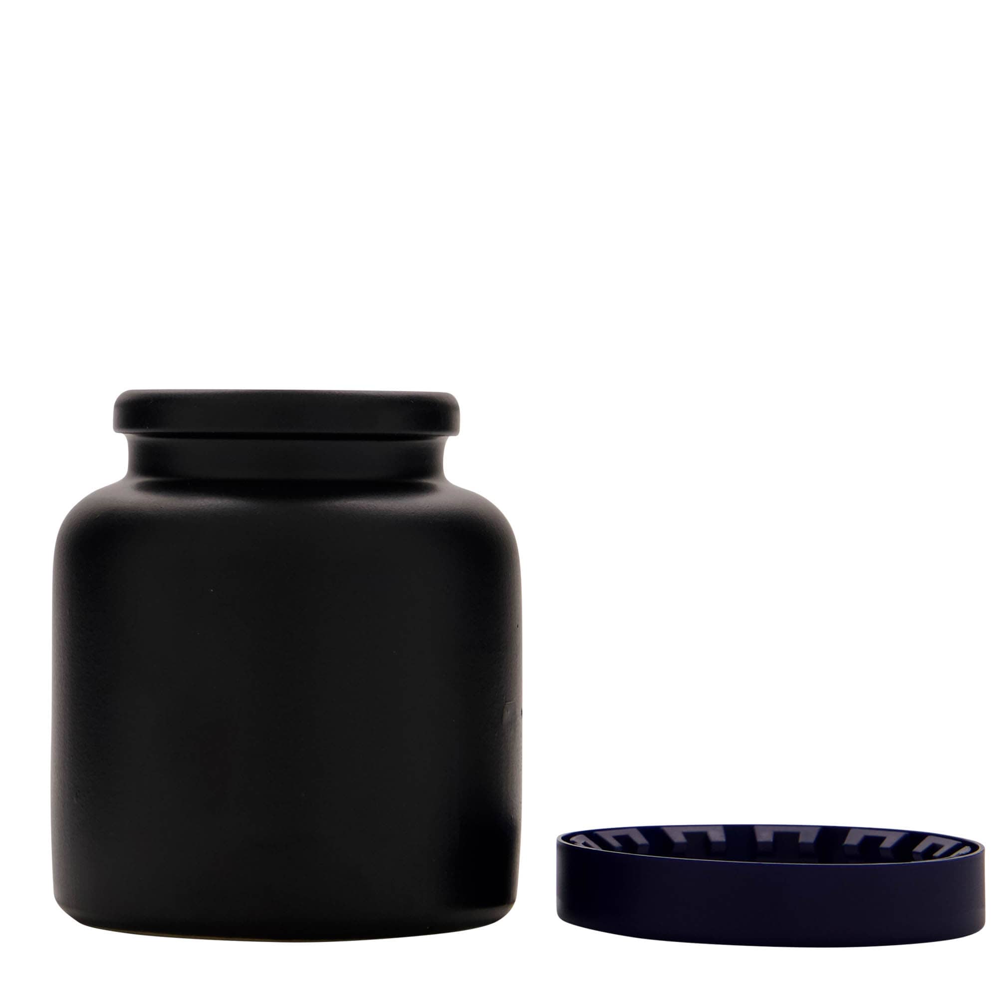 270 ml lonac od kamene keramike, crni, otvor: poklopac na navoj