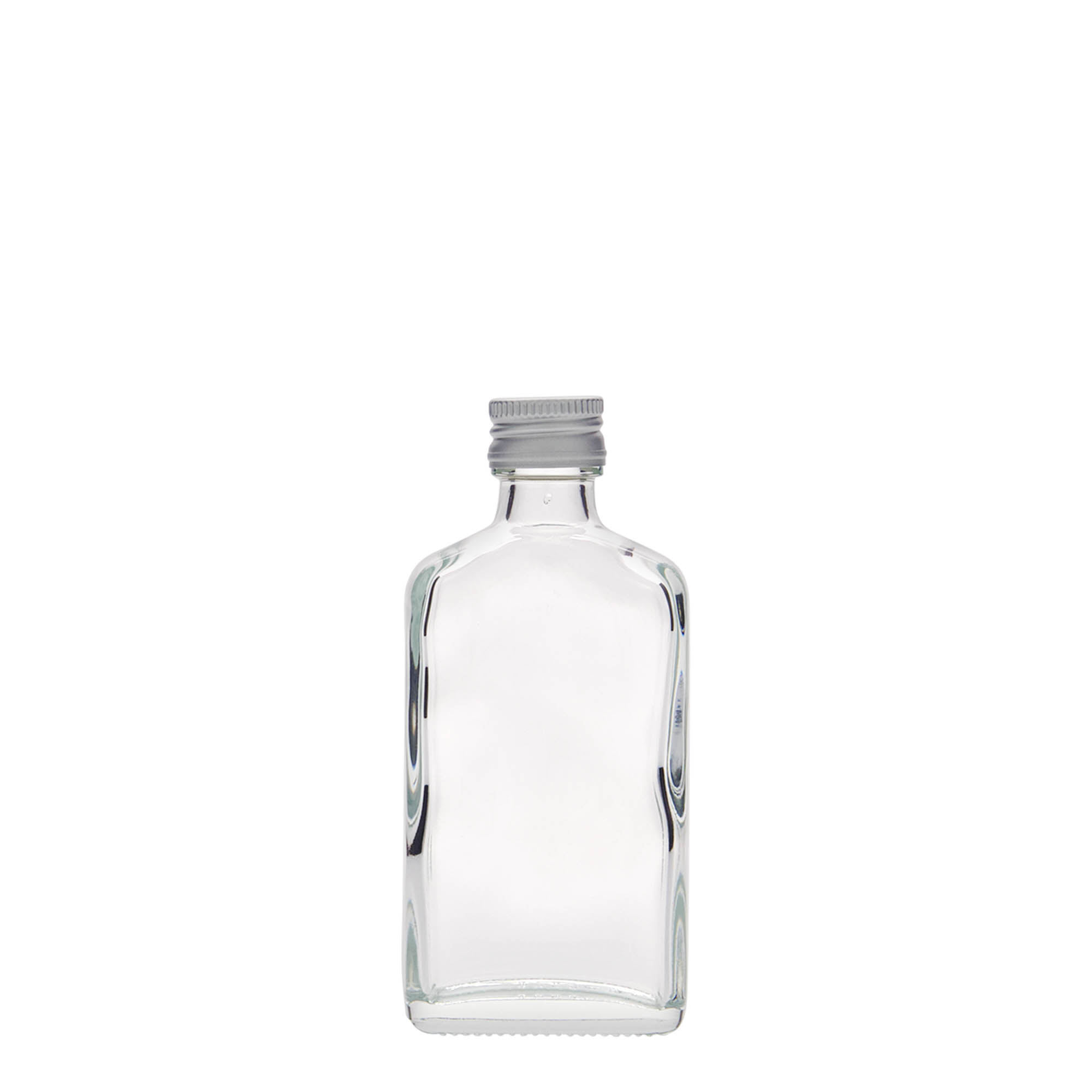 50 ml bočica za džep, pravokutna, staklena, grlo: PP 18