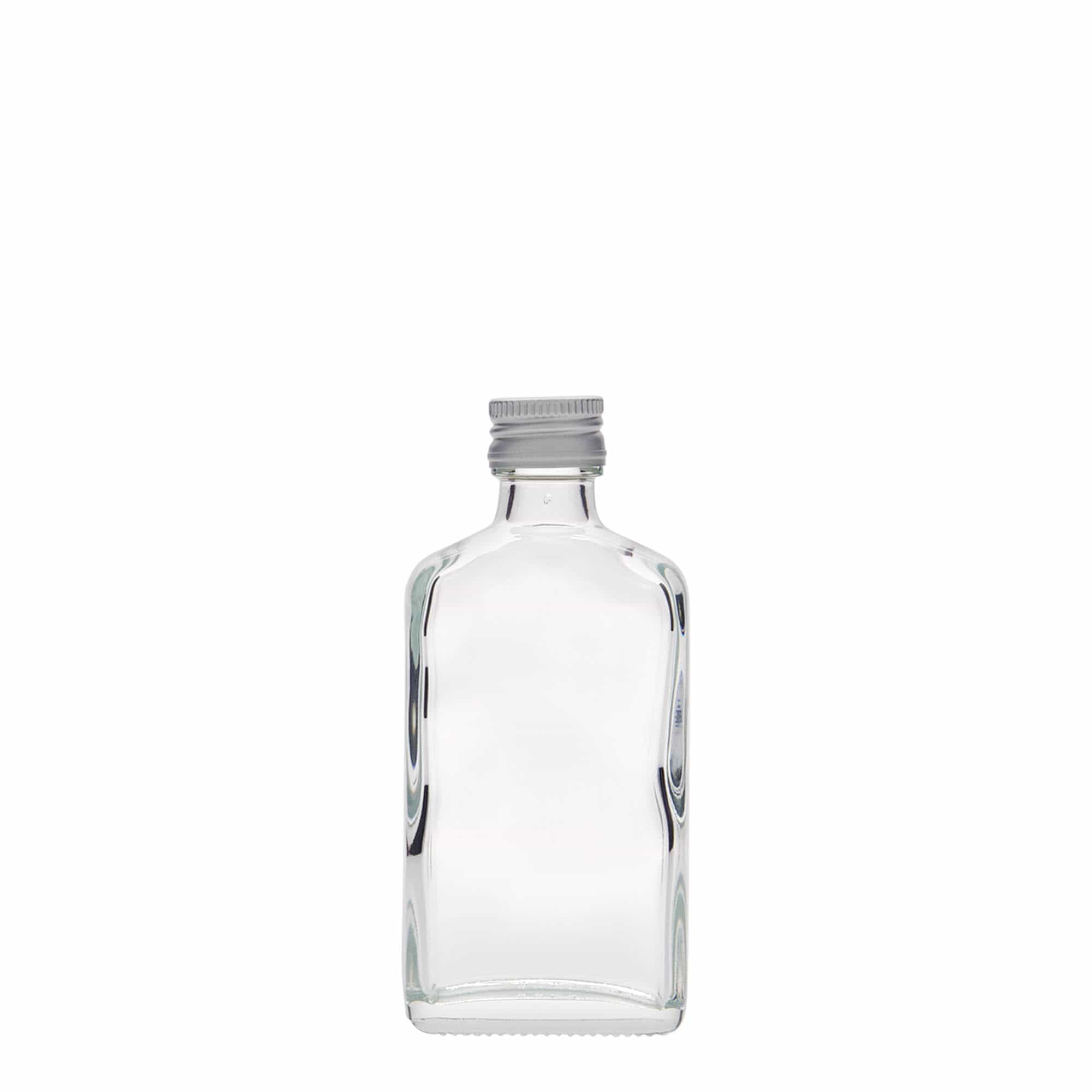 50 ml bočica za džep, pravokutna, staklena, grlo: PP 18