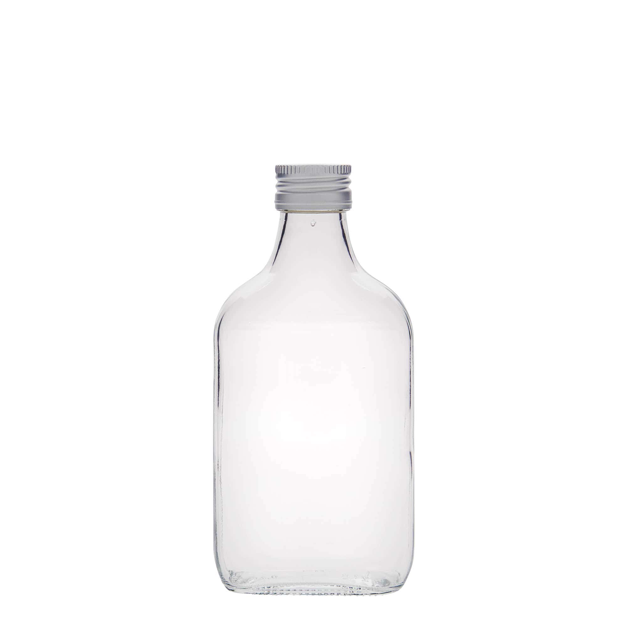 200 ml džepna bočica, pravokutna, staklo, grlo: PP 28
