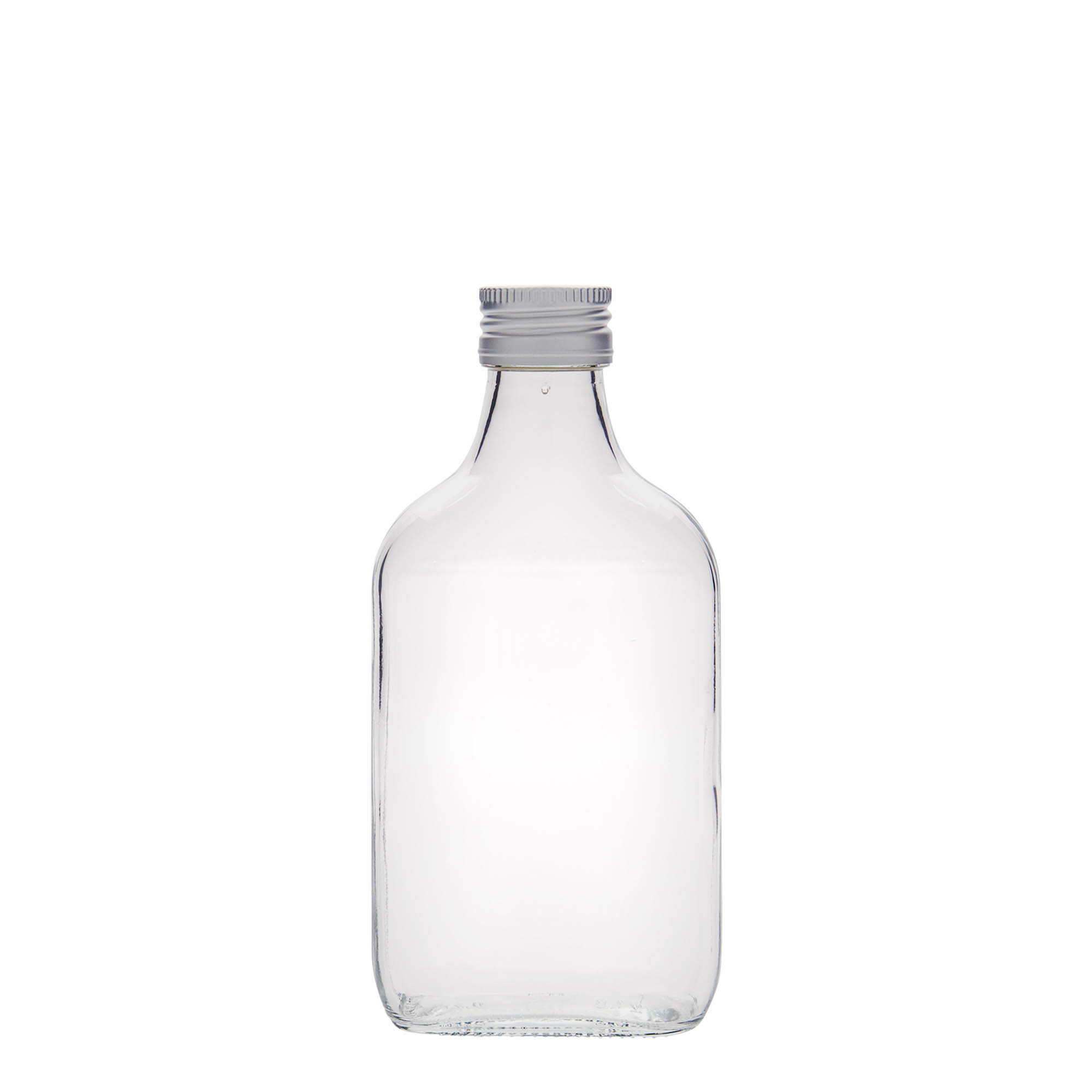 200 ml džepna bočica, pravokutna, staklo, grlo: PP 28 200 ml džepna bočica, pravokutna, staklo, grlo: PP 28