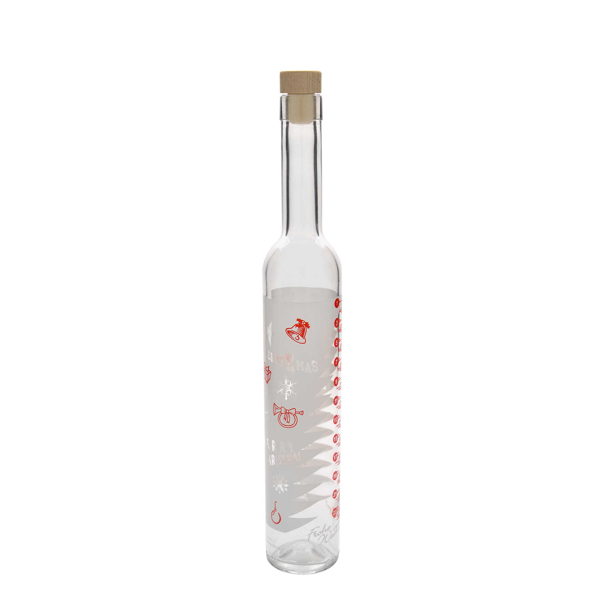500 ml staklena boca Maximo s tiskom 'Adventski kalendar', otvor: pluta 500 ml staklena boca Maximo s tiskom 'Adventski kalendar', otvor: pluta