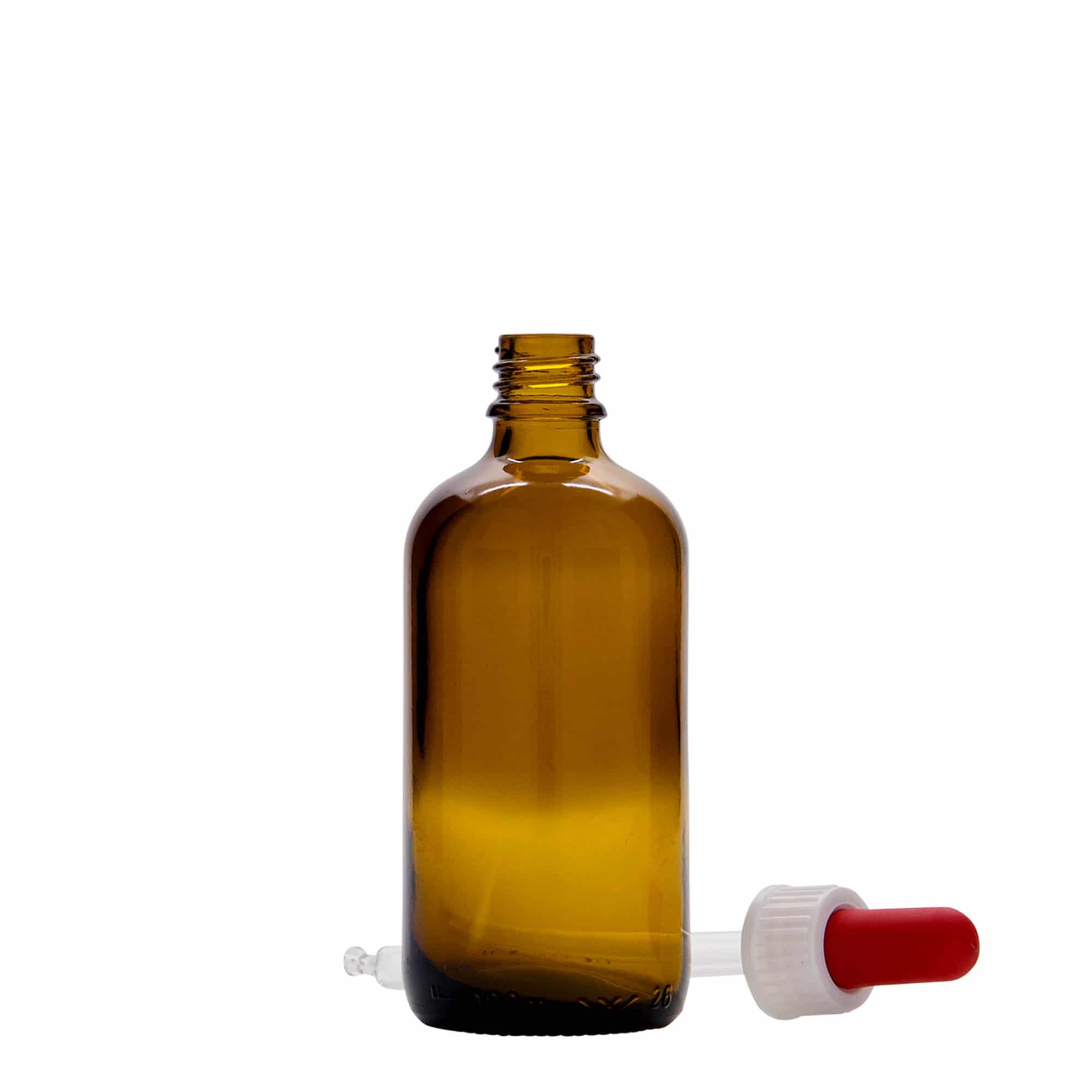 100 ml bočica s kapaljkom, medicinska, staklena, smeđe-crvena, grlo: DIN 18