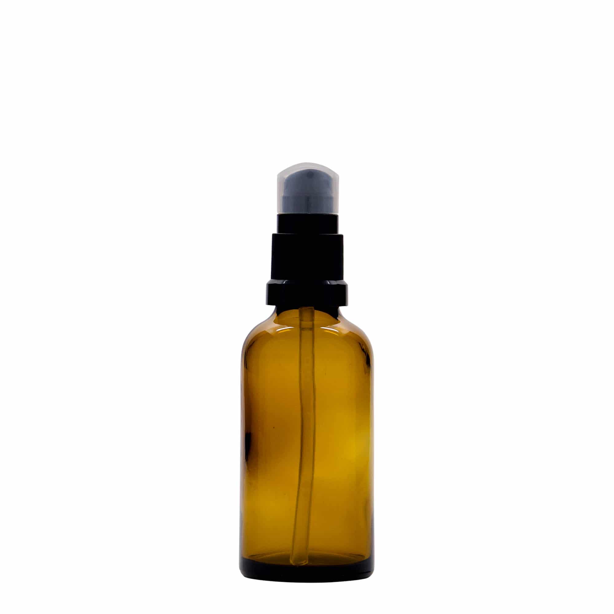 50 ml medicinska boca s pumpicom za losion, staklo, smeđa, grlo: DIN 18