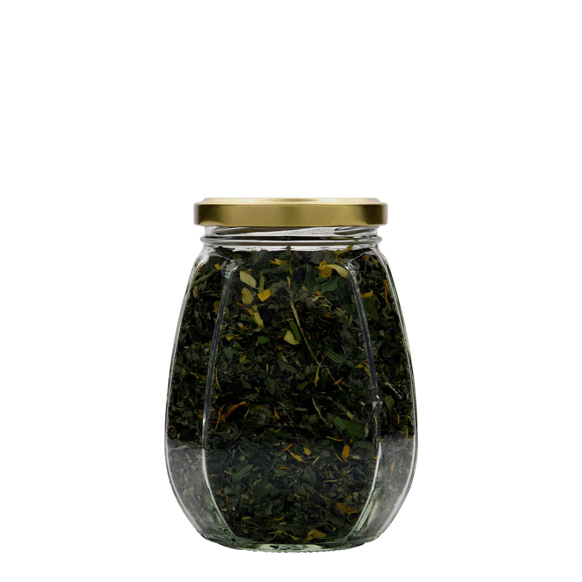 385 ml ukrasna staklenka, šesterokutna, otvor: Twist-Off (TO 63)